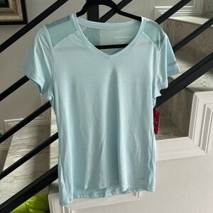 NWT BCG light blue v-neck, running workout top, size medium